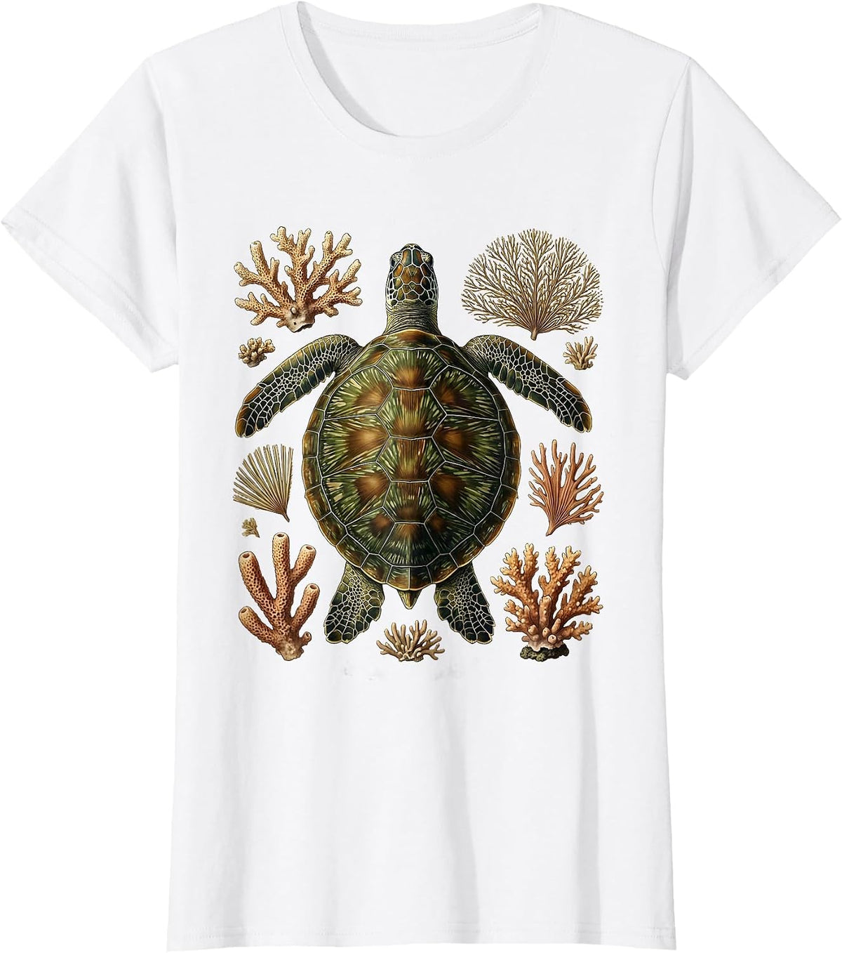 Ecuador Sea Turtle Coral Reef Illustration T-Shirt - White