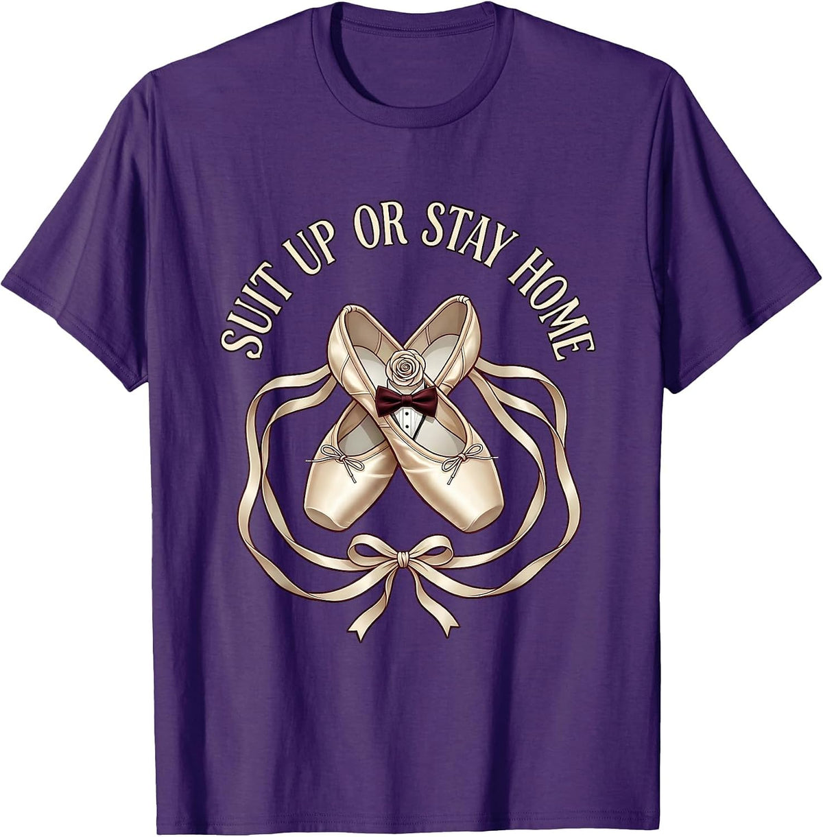 Suit Up or Stay Home Tuxedo Graphic Design T-Shirt - Purple