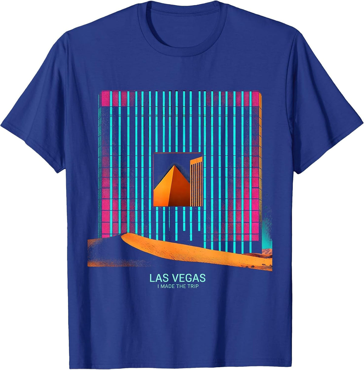 Las Vegas I Made The Trip Risograph Souvenir Vacation Trip T-Shirt - Royal Blue