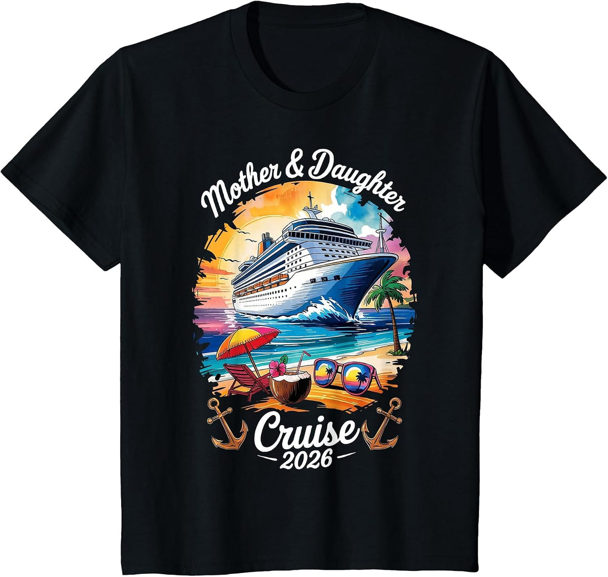 Mother Daughter Cruise 2026 Vacation Trip Matching Family T-Shirt - Black