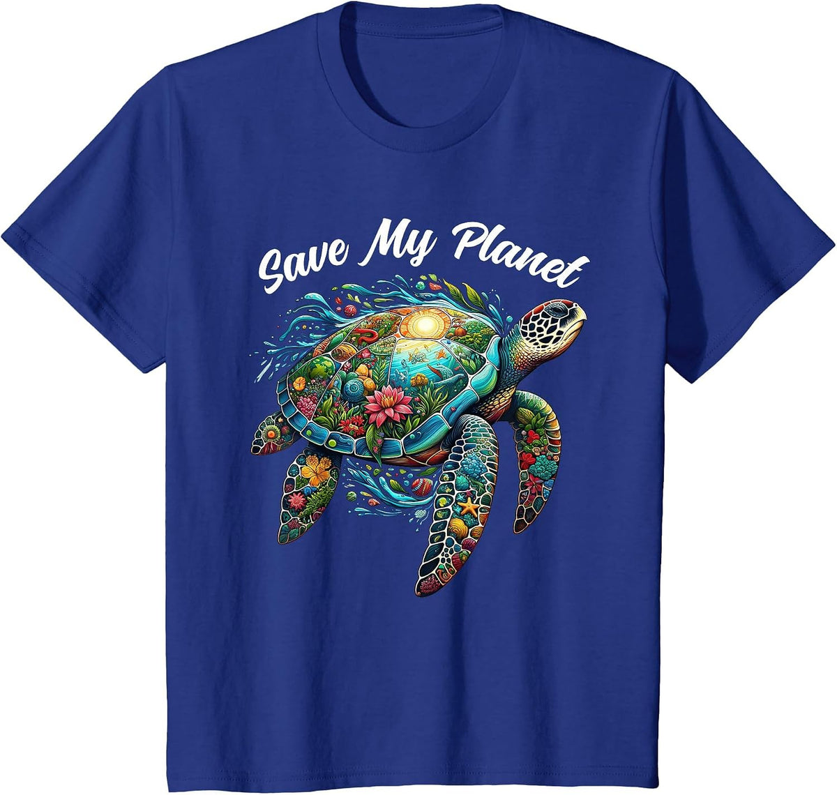 Sea Turtle Earth Day Save My Planet Mother Earth T-Shirt - Royal Blue