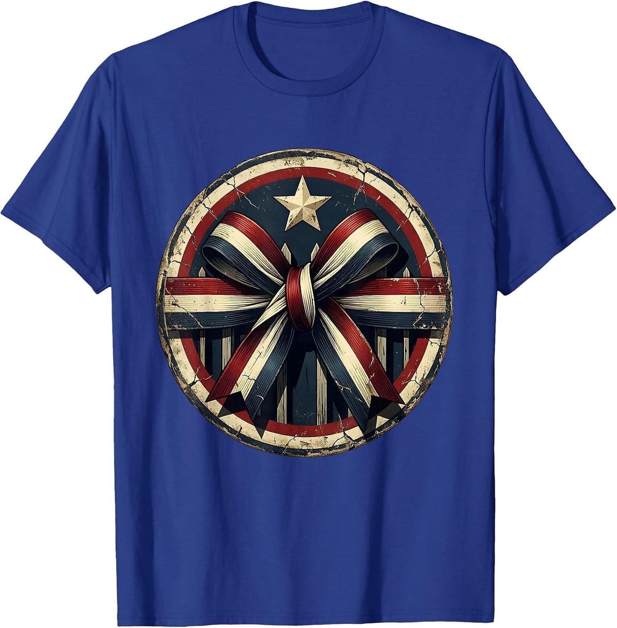 Patriot Day Red White Blue Ribbons on Fence T-Shirt - Royal Blue