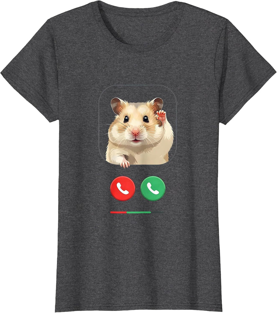 Women's Hamster Portrait Meme Funny Pet Lover Gift T-Shirt - Dark Heather Grey