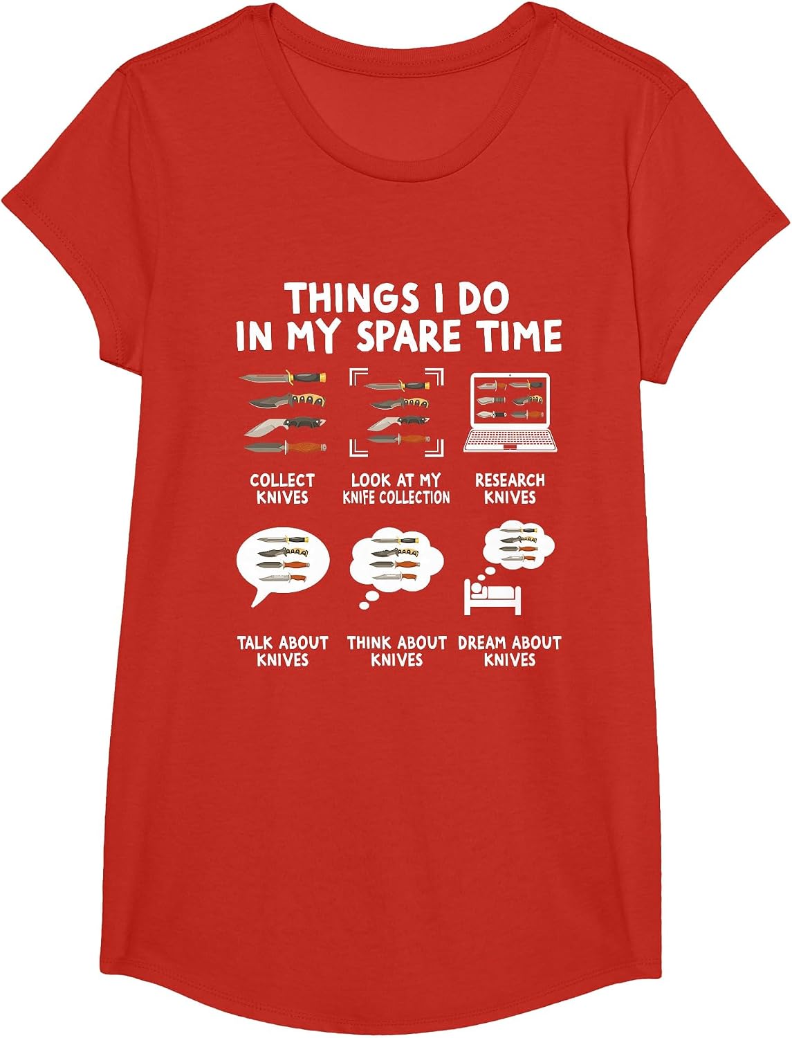 Knife Collector Maker Bladesmith Blacksmith Knives Forging T-Shirt - Girls Red