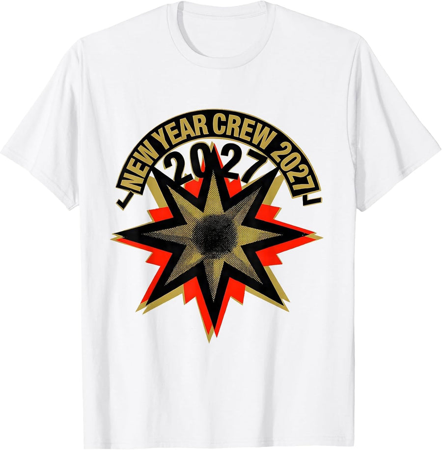 Men's New Year Crew 2027 Screenprint Party Family Matching T-Shirt - White