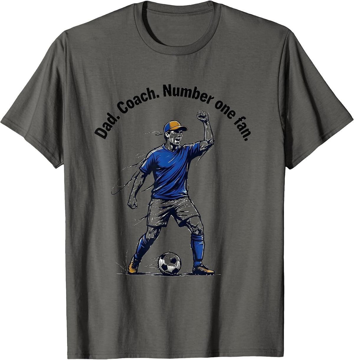 Men's Soccer Dad Coach Number One Fan Graphic Design T-Shirt - Asphalt Grey