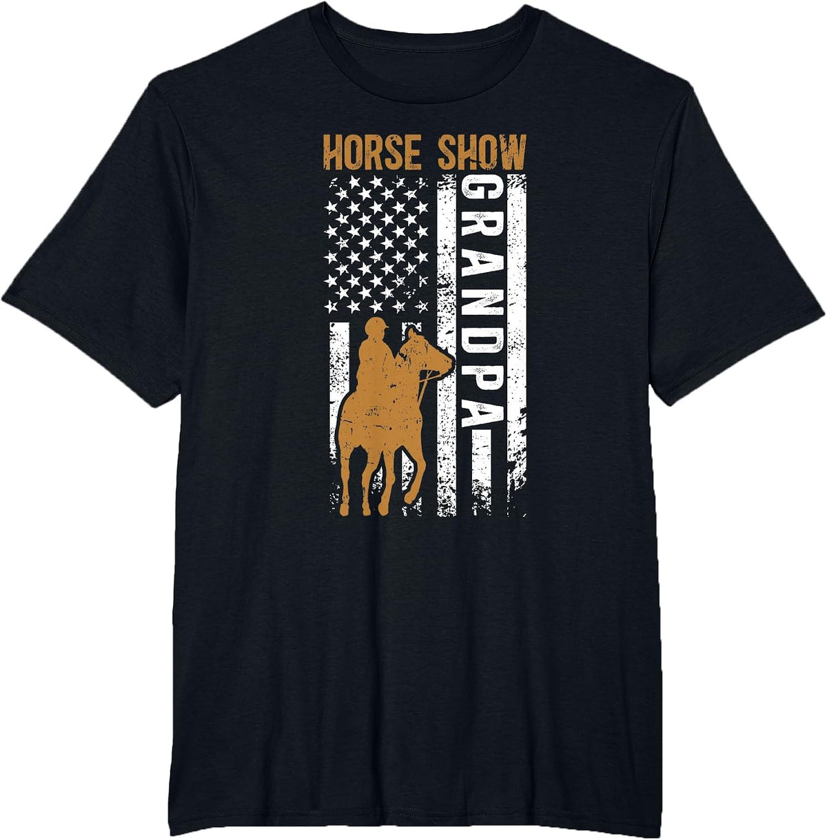 Horse Show Grandpa US Flag Equestrian Grandfather T-Shirt - Black
