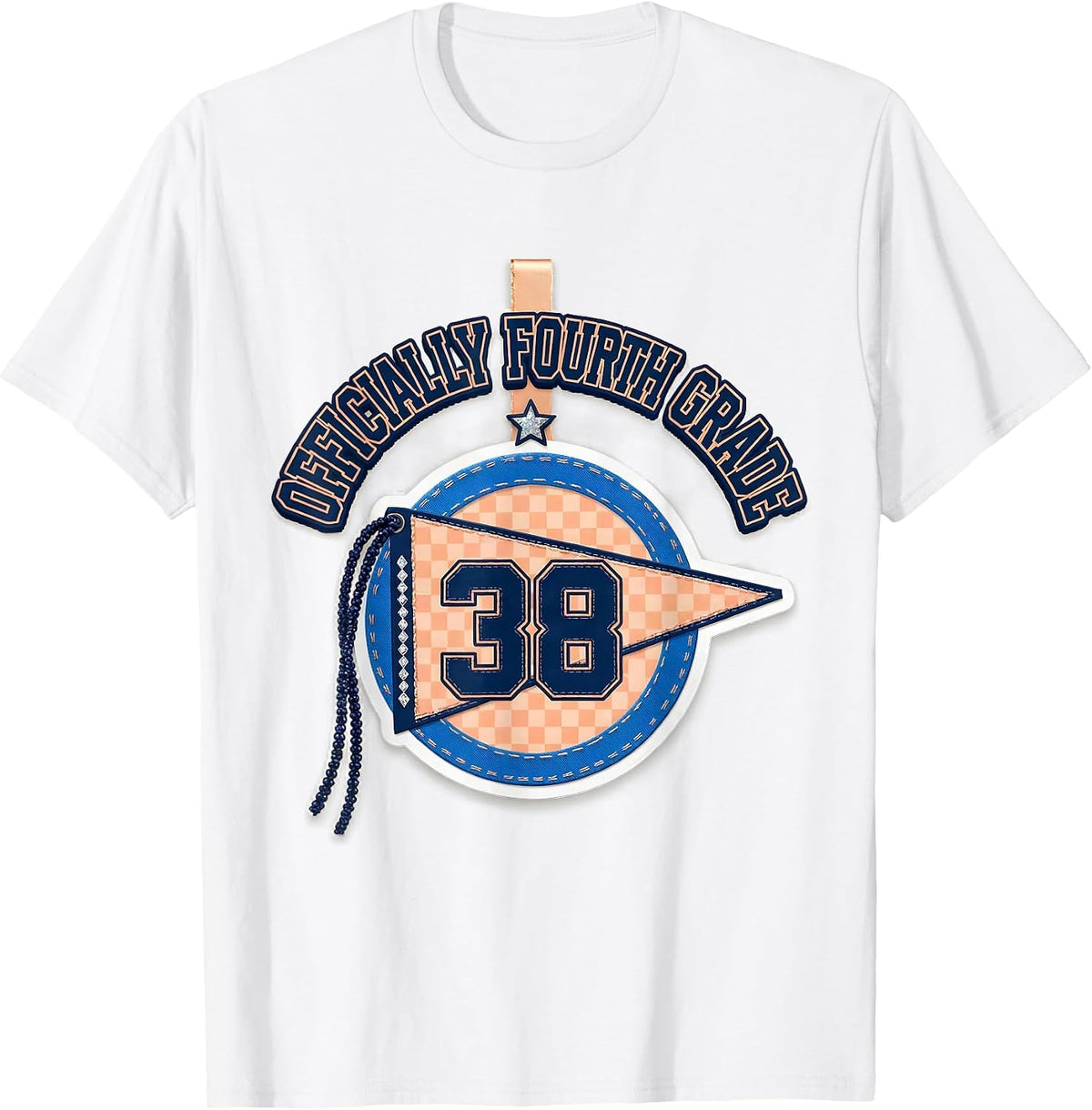 Men's Officially Fourth Grade Sparkle Varsity Back To School Girl T-Shirt - White