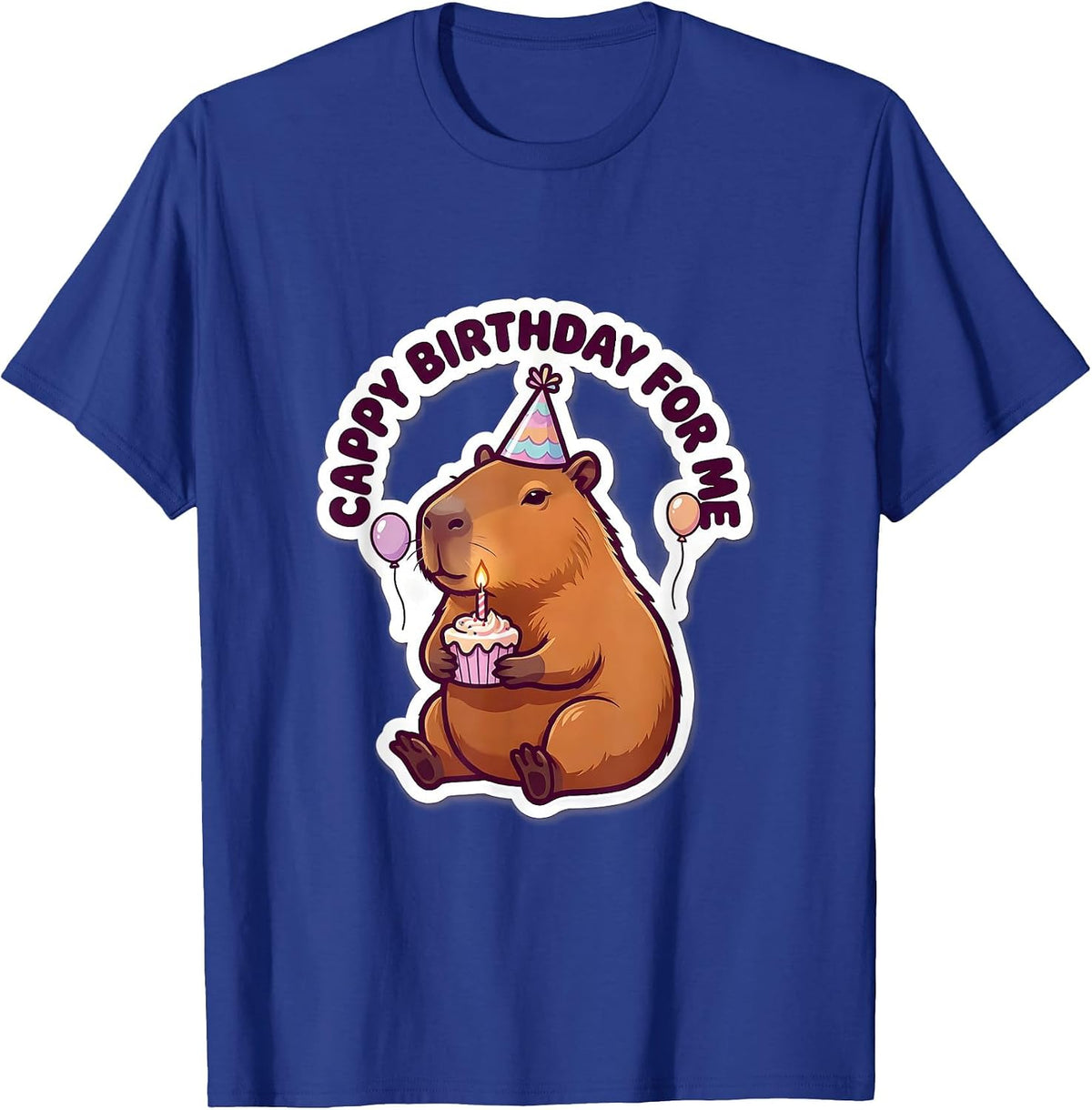 Men's Cappy Birthday For Me Cute Kawaii Capybara Kids Party T-Shirt - Royal Blue