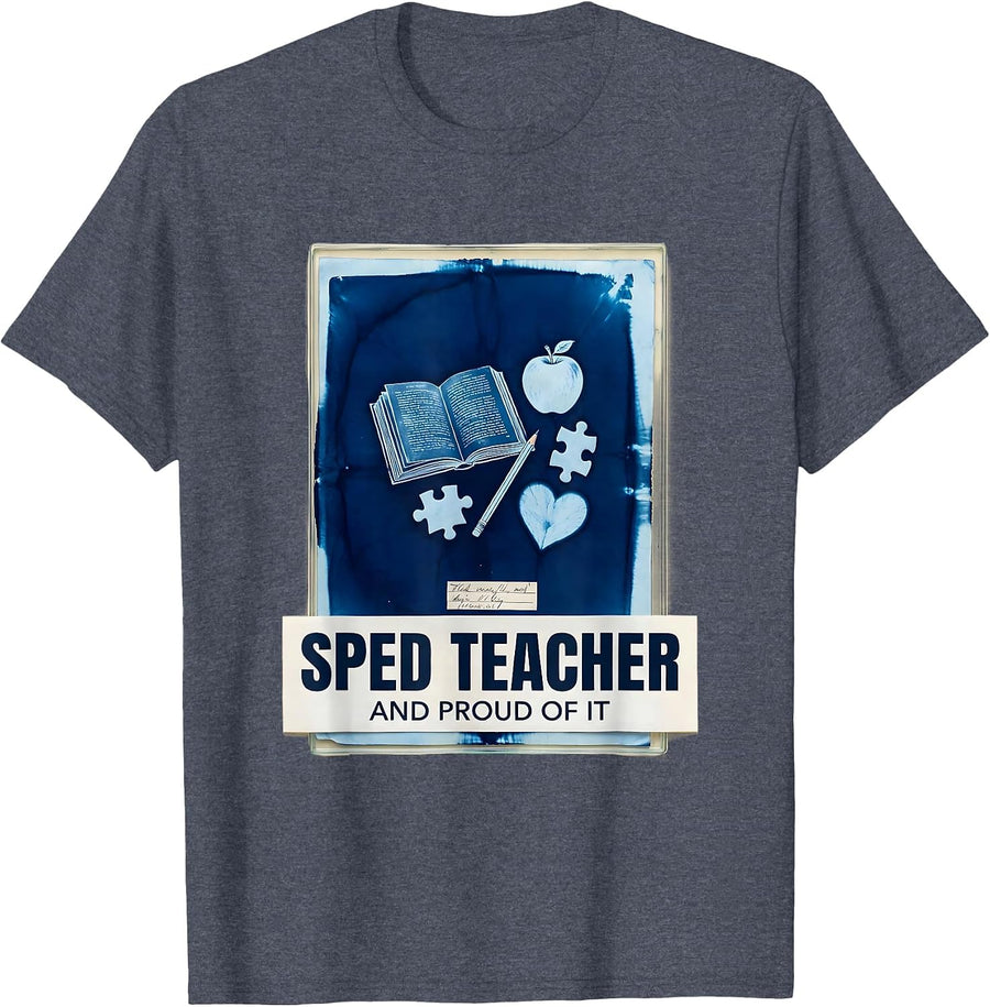 Sped Teacher and Proud of It Special Education Design T-Shirt - Heather Blue