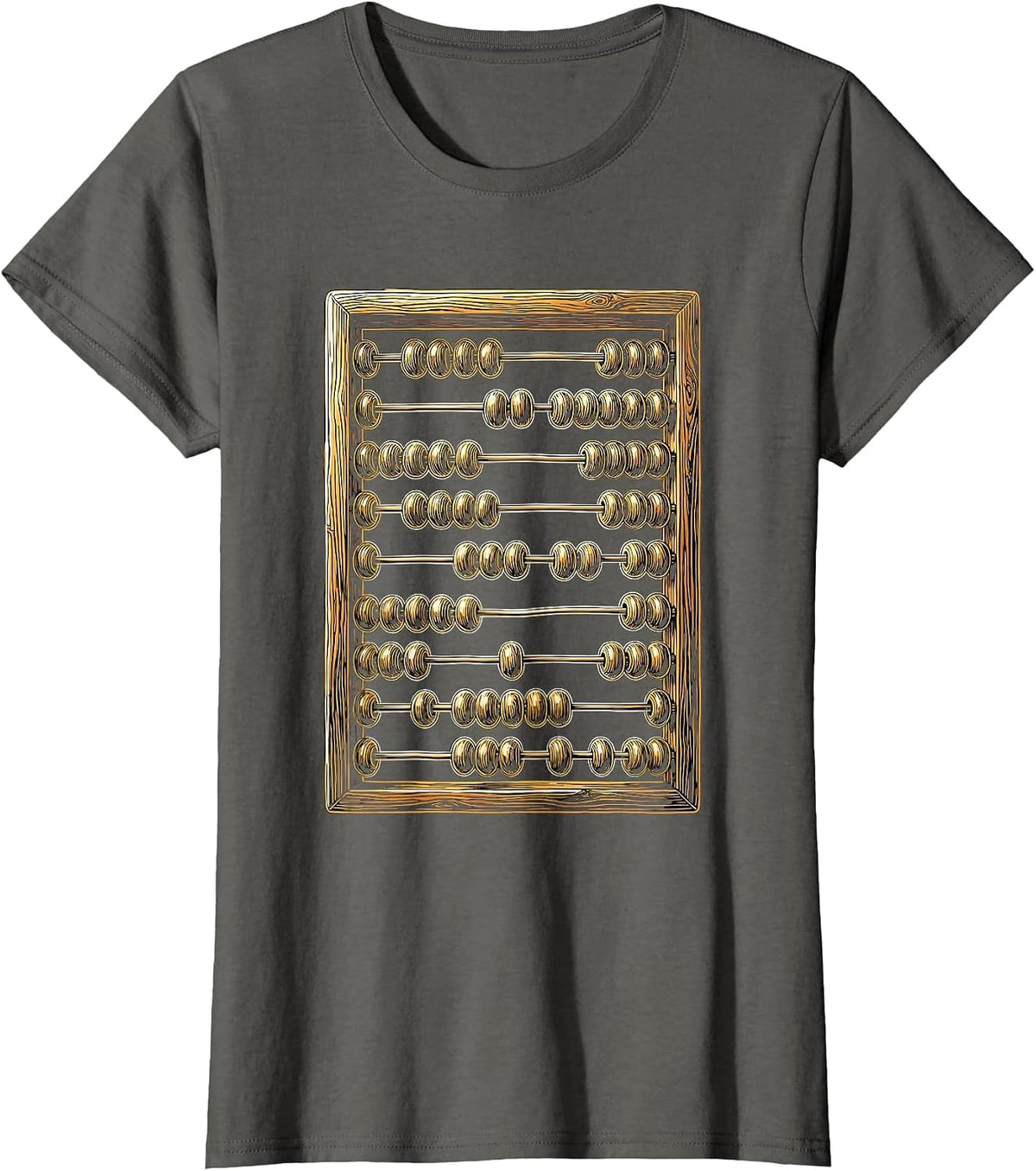 Women's Abacus Glowing Golden Beads Math Teacher Gift T-Shirt - Asphalt Grey