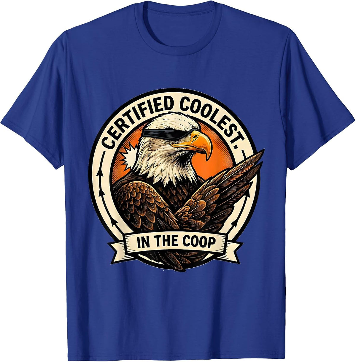 Men's Certified Coolest In The Coop Comic Book Eagle Mascot Humor T-Shirt - Royal Blue