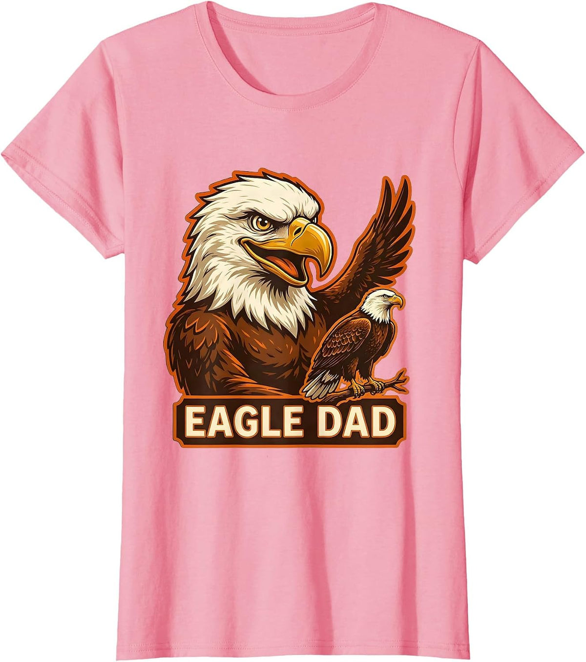 Women's Eagle Dad Retro Advertising Mascot Wildlife Lover Pride Kids T-Shirt - Pink
