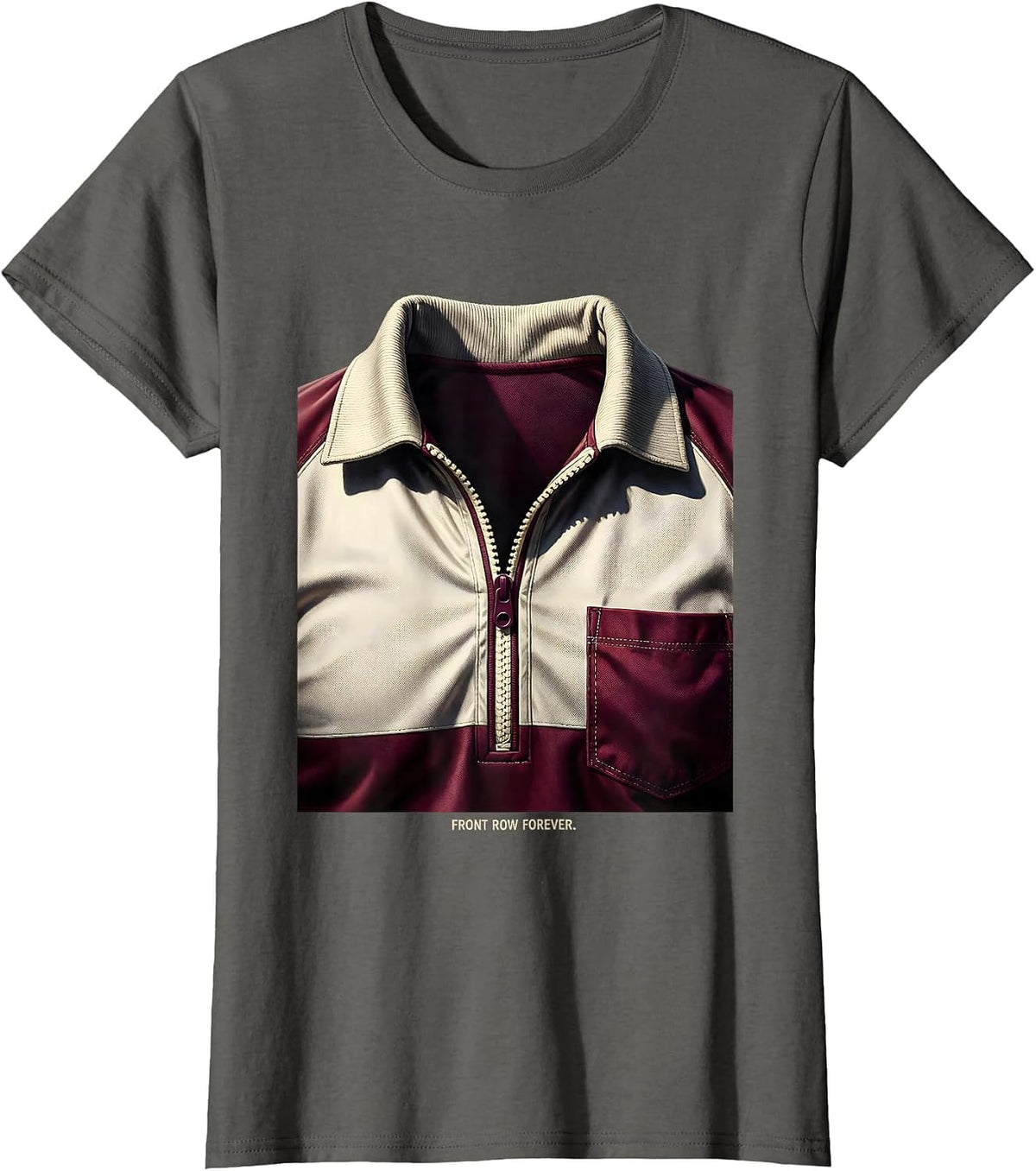 Women's Front Row Forever Rugby Graphic Design T-Shirt - Asphalt Grey