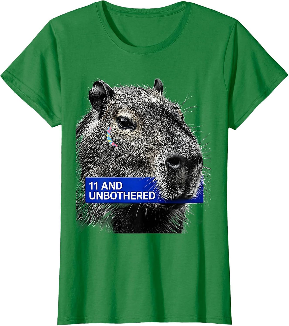 Women's 11 And Unbothered Funny Capybara Meme Birthday Humor T-Shirt - Kelly Green
