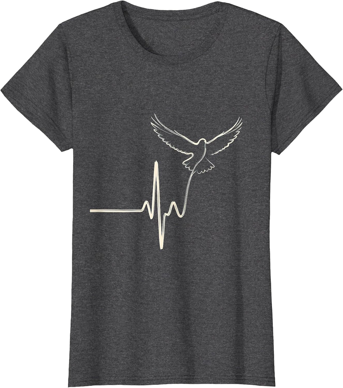 Women's 988 Suicide Prevention Lifeline Heartbeat Bird Flight T-Shirt - Dark Heather Grey