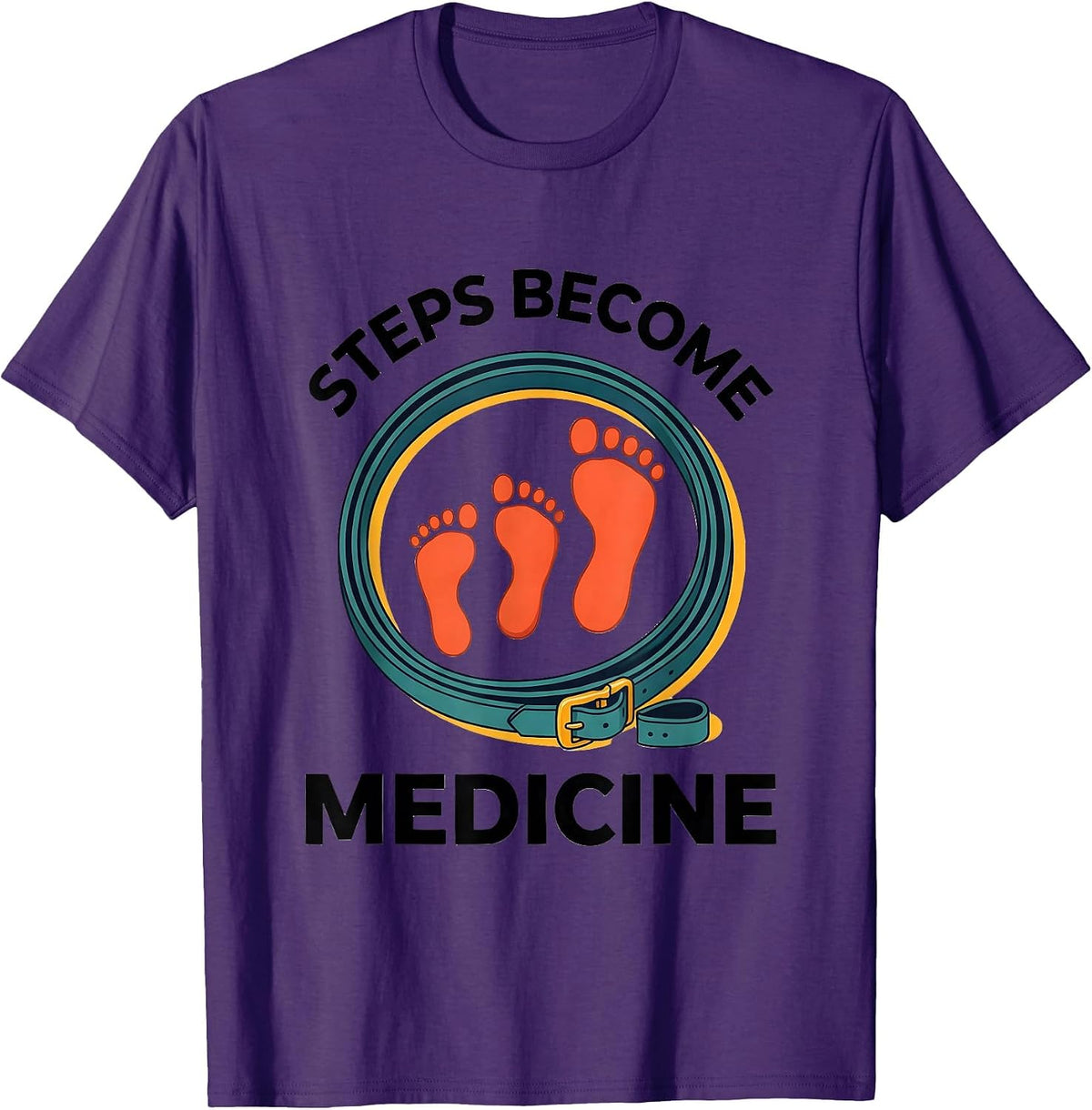 Steps Become Medicine Physical Therapy PT Therapist Gift T-Shirt - Purple