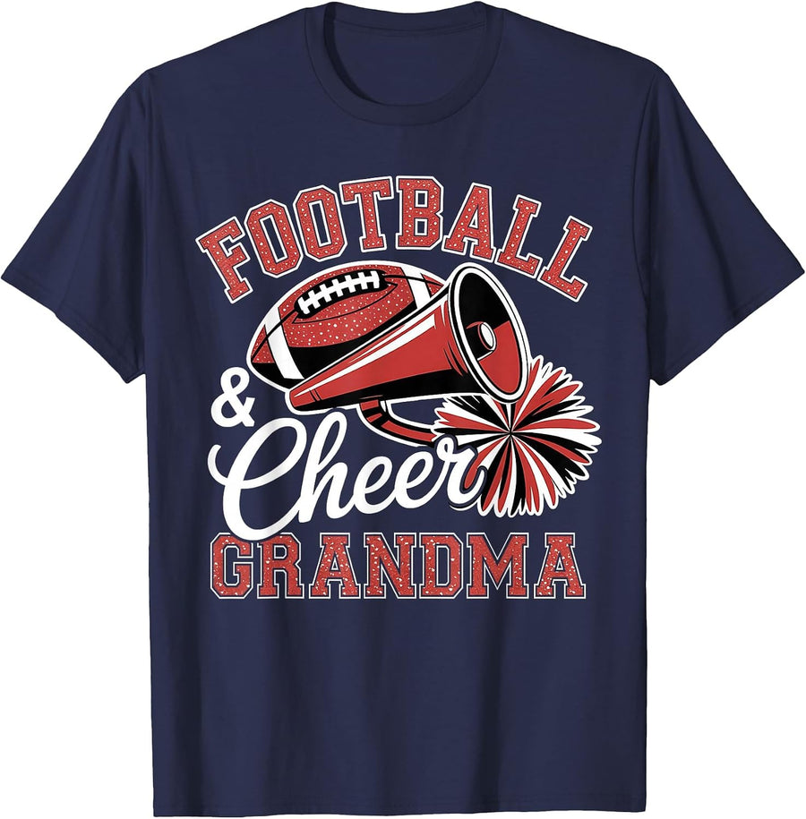 Football Cheer Grandma for Women Men Vintage Cheerleader T-Shirt - Navy Blue