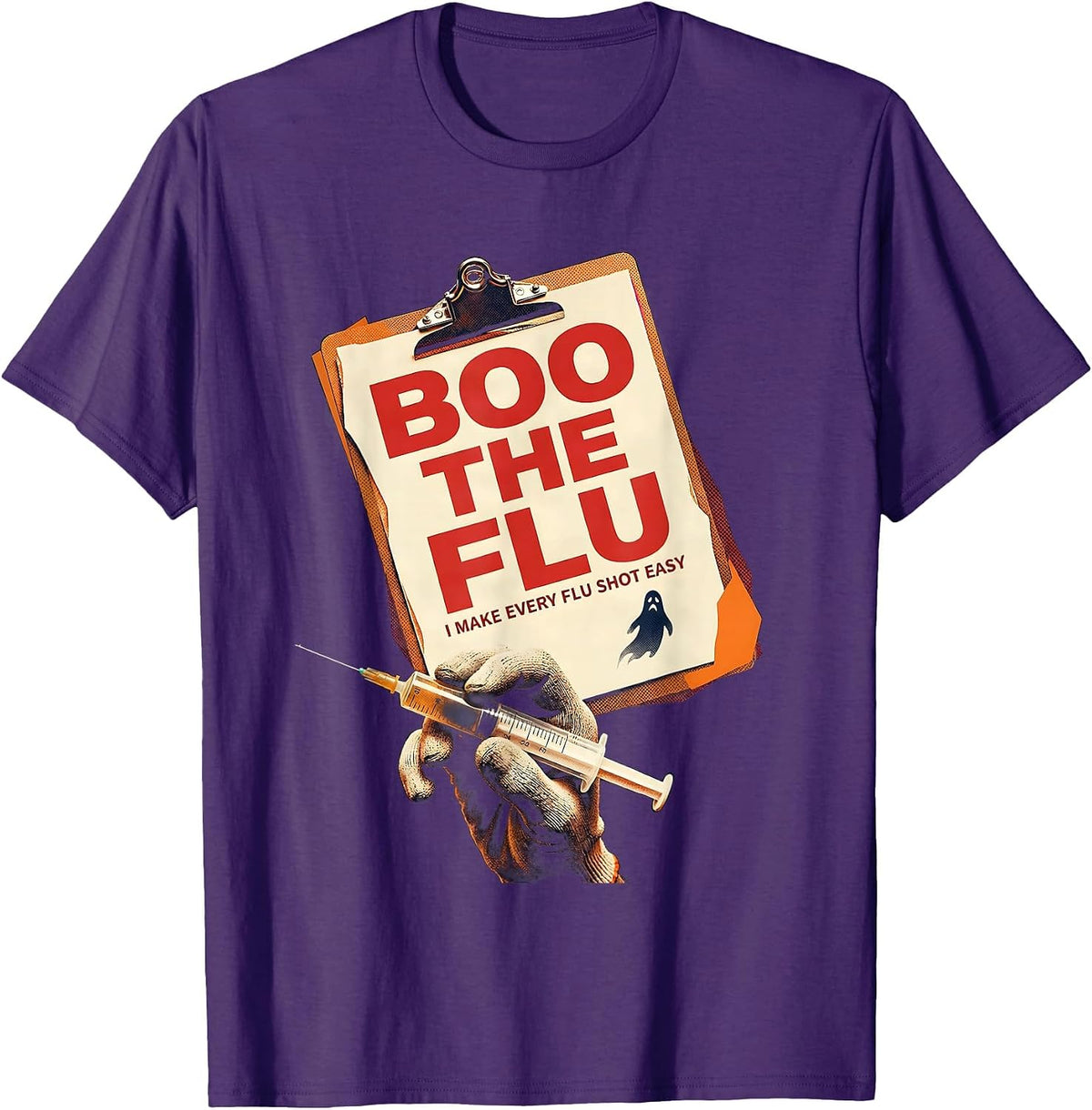 Boo the Flu, I Make Every Flu Shot Easy Funny Nurse T-Shirt - Purple