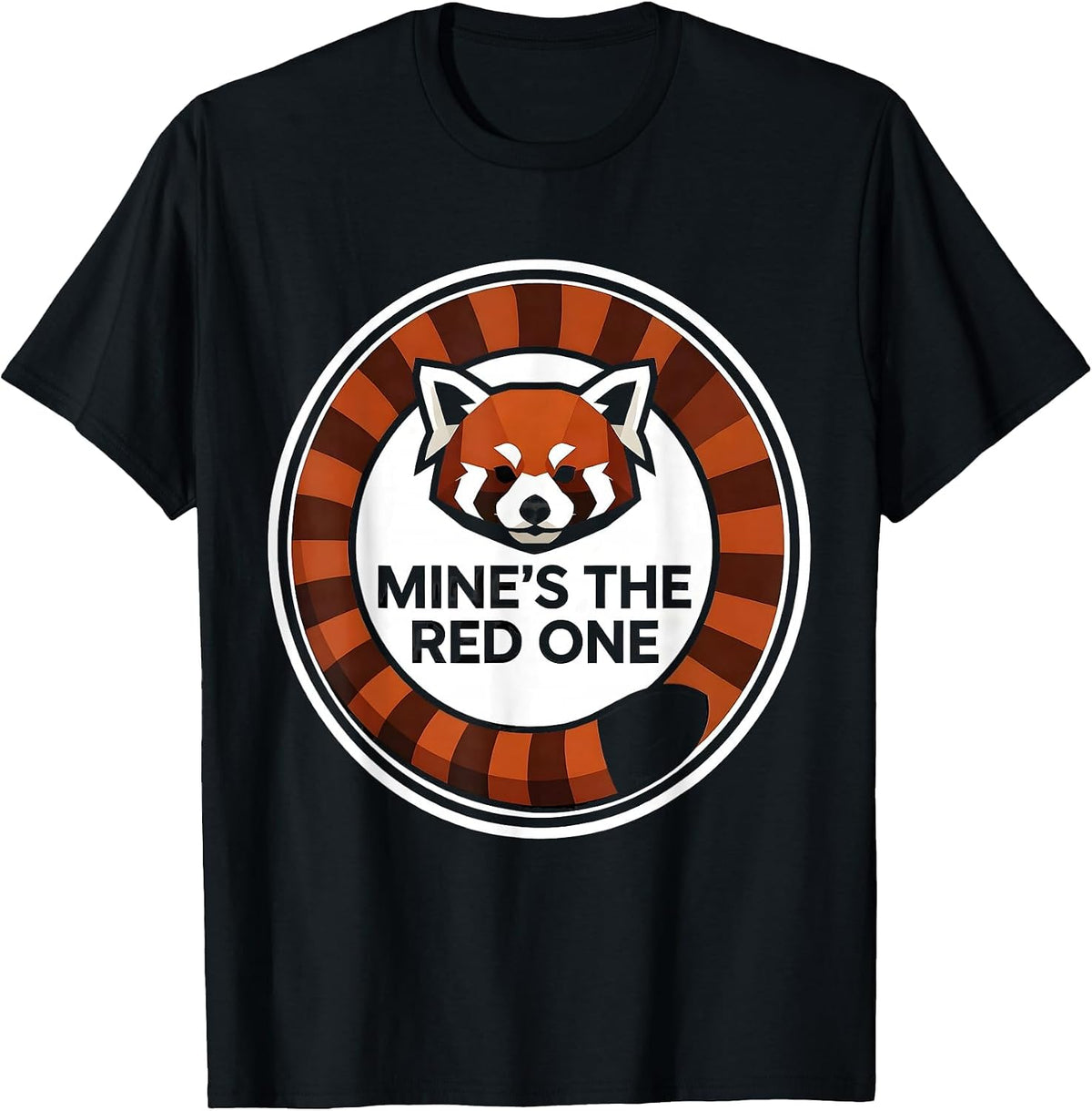 Men's Mine's The Red One Geometric Panda Lover Funny Cute Humor T-Shirt - Black