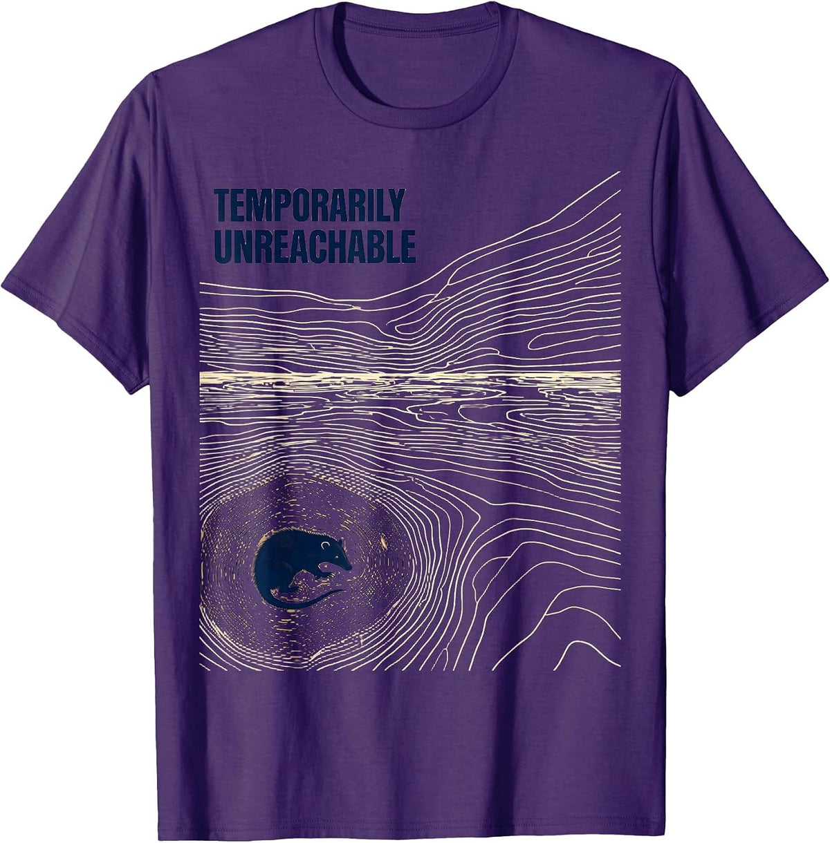 Men's Temporarily Unreachable Funny Opossum Meme Wildlife Humor T-Shirt - Purple