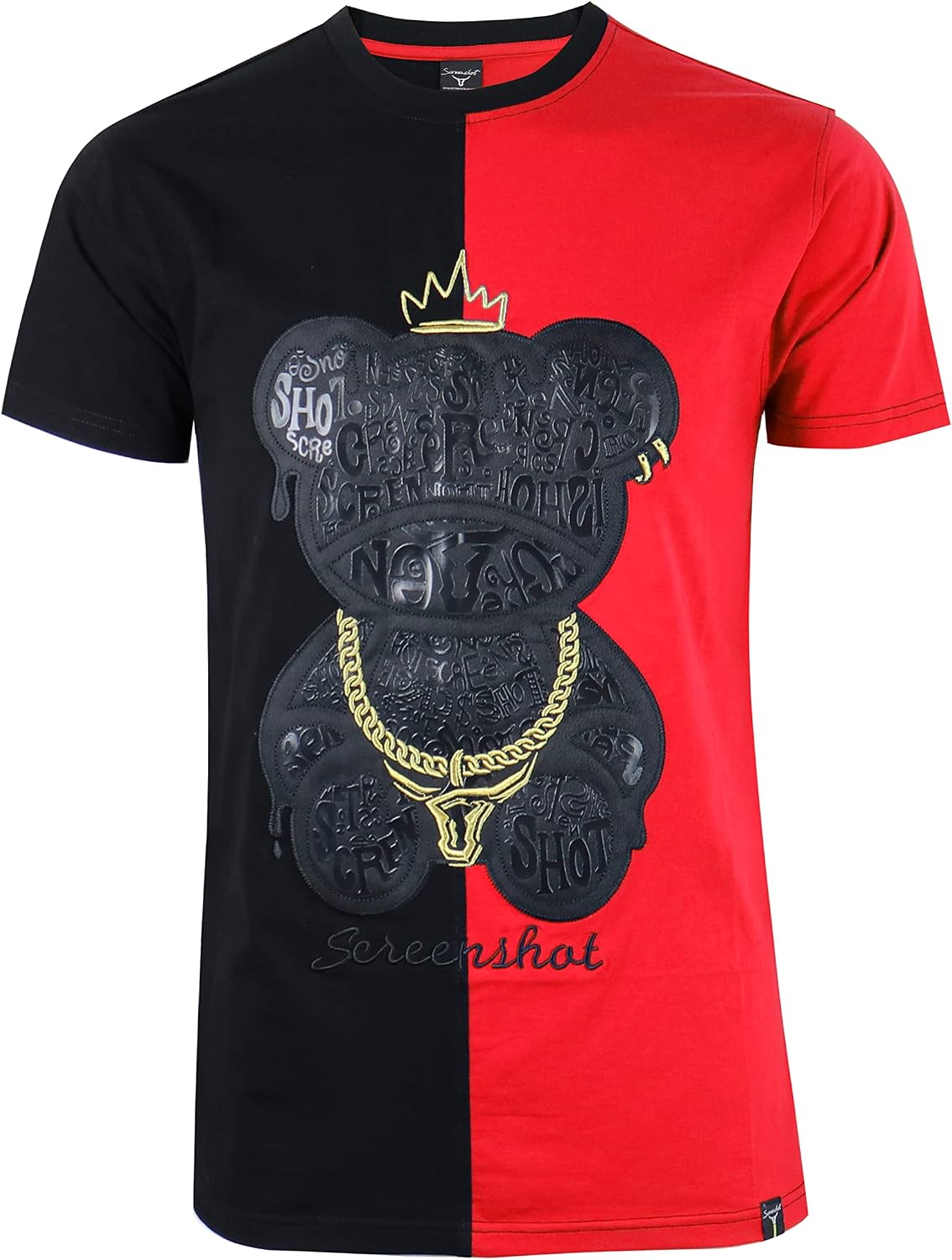 SCREENSHOT-2202-SS-2 Mens Stylish Double Layer Patch Embroidery High Density Gel Premium Quality Tee - S11222-red