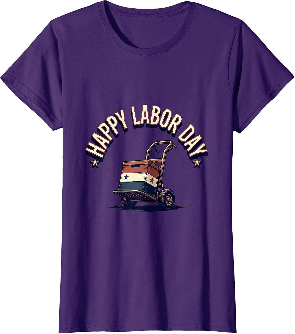 Women's Happy Labor Day Patriotic Union Pride Sign Painter Style T-Shirt - Purple