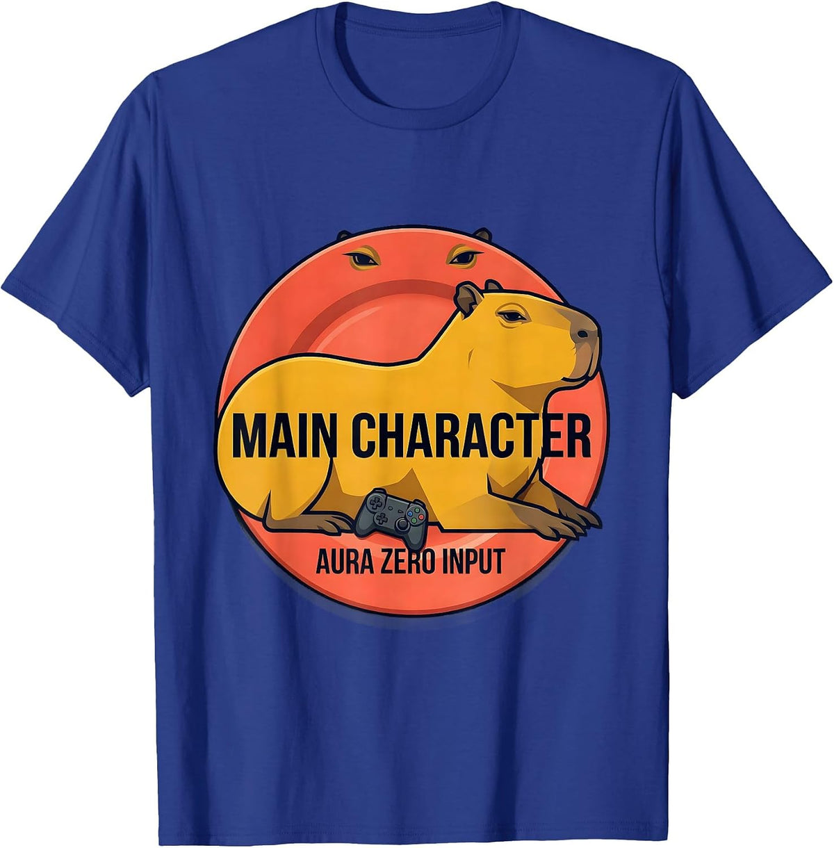Men's Main Character Aura Zero Input Funny Capybara Gamer Meme T-Shirt - Royal Blue