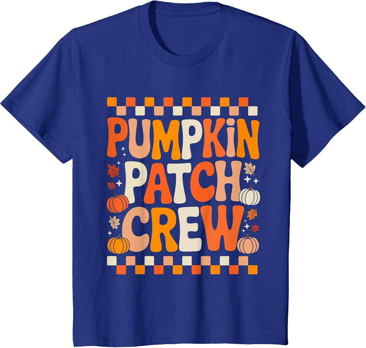 Groovy Pumpkin Patch Crew Pumpkin Patch Crew Fall Halloween T-Shirt - Royal Blue