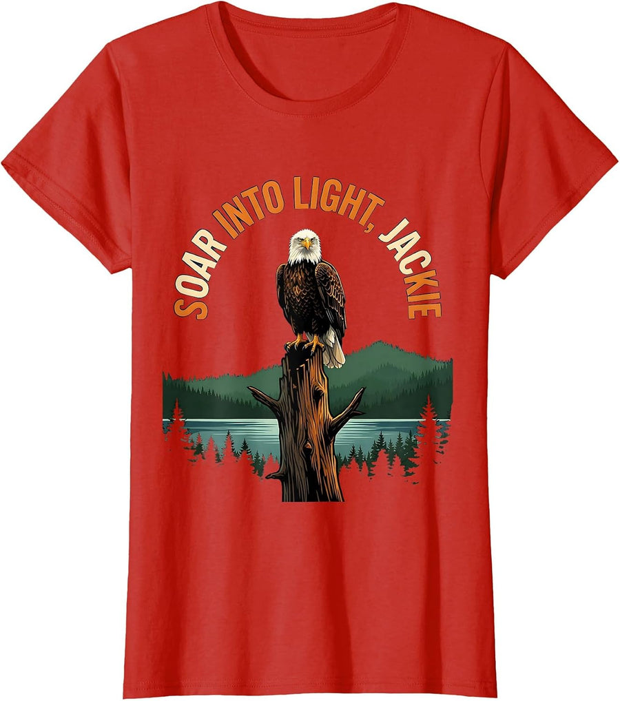 Women's Soar Into Light Jackie Big Bear Eagle Memorial Tribute T-Shirt - Red
