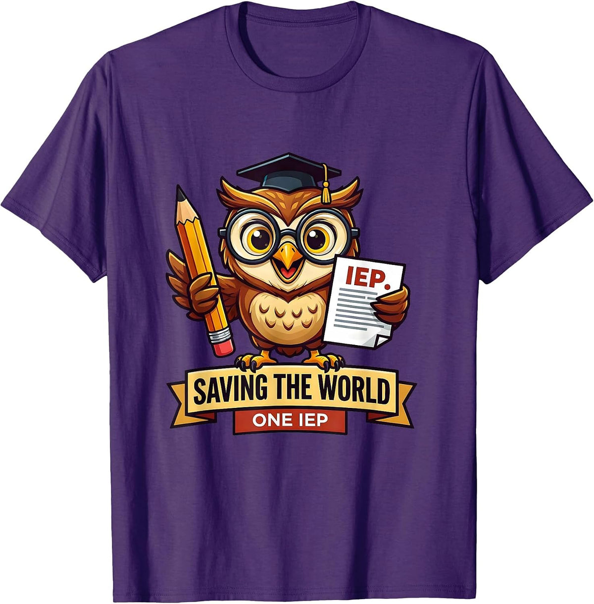 Men's Saving the World One IEP Special Education Teacher T-Shirt - Purple