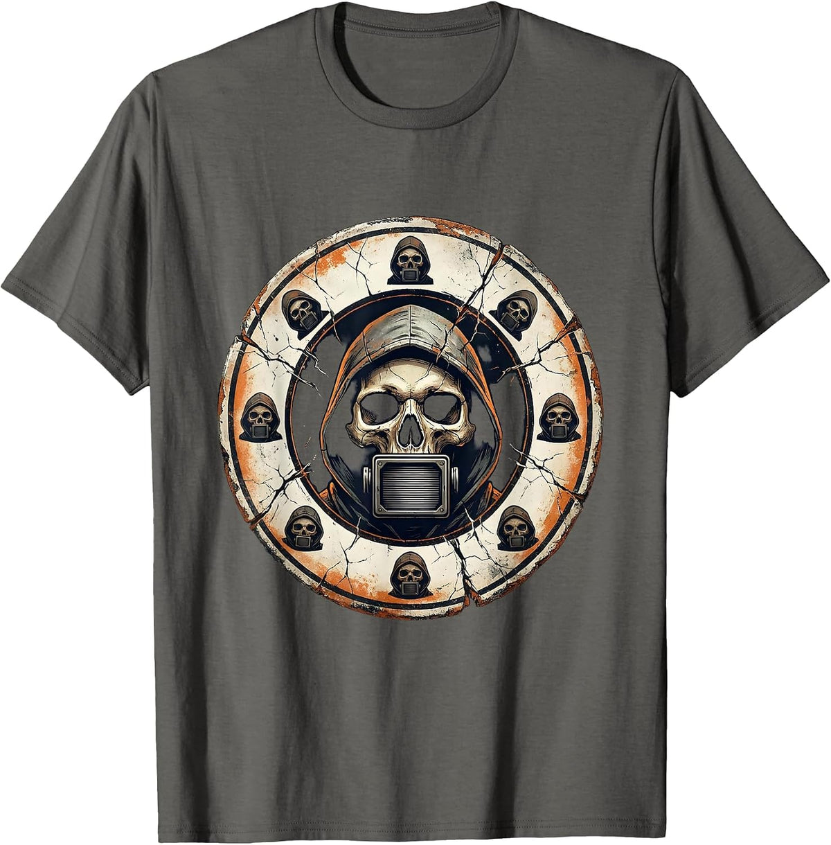 Men's Sealed Gamma Camera Detector Skull Badge Radiology Tech T-Shirt - Asphalt Grey