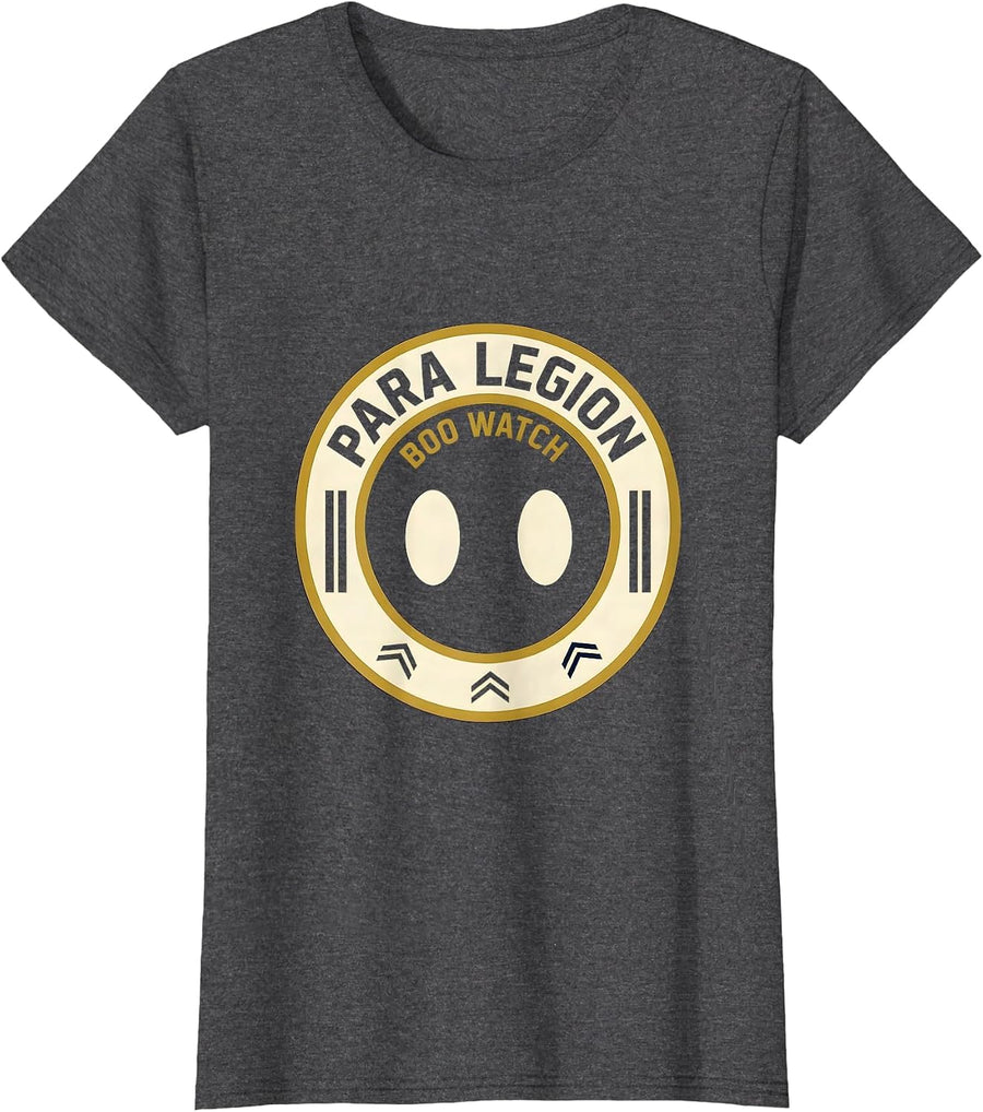 Women's Para Legion Boo Watch Sports Paraeducator Halloween Ghost T-Shirt - Dark Heather Grey