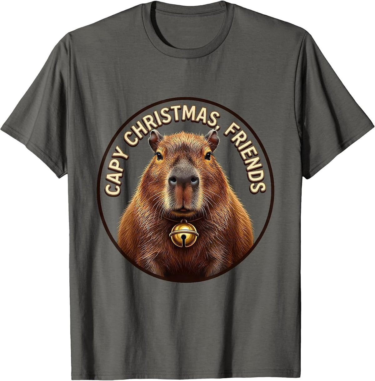 Capy Christmas Friends Funny Capybara Animal Lover Holiday T-Shirt - Asphalt Grey