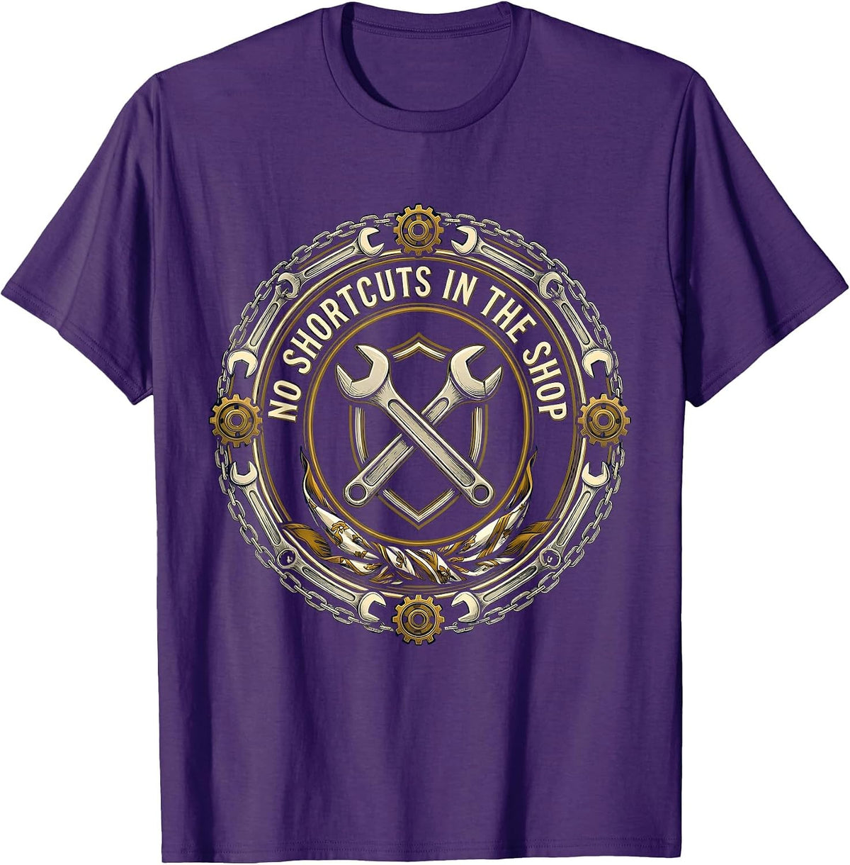No Shortcuts in the Shop Mechanic Design T-Shirt - Purple