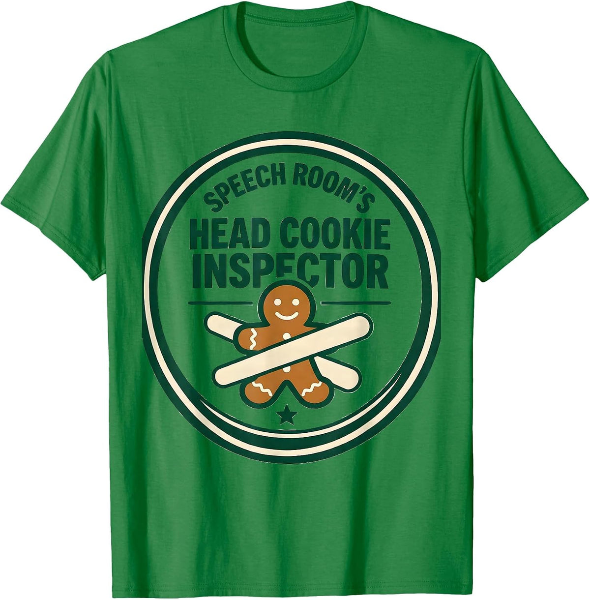 Men's Speech Room's Head Cookie Inspector Funny Speech Therapist T-Shirt - Kelly Green