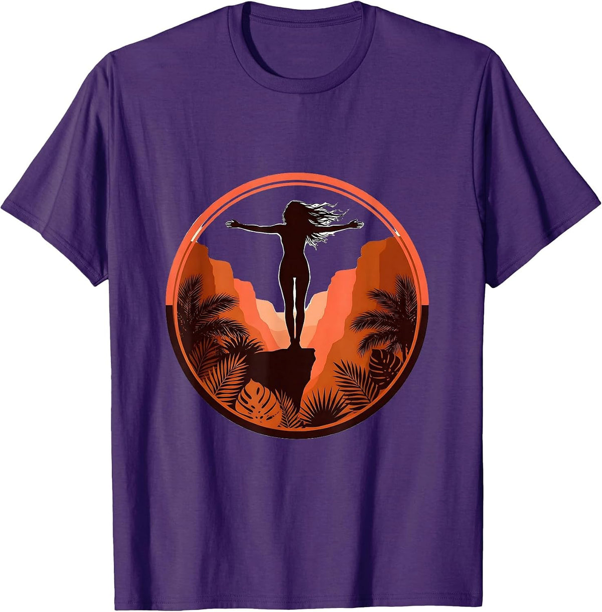 Aloha Spirit Cliff Edge Freedom Illustration T-Shirt - Purple