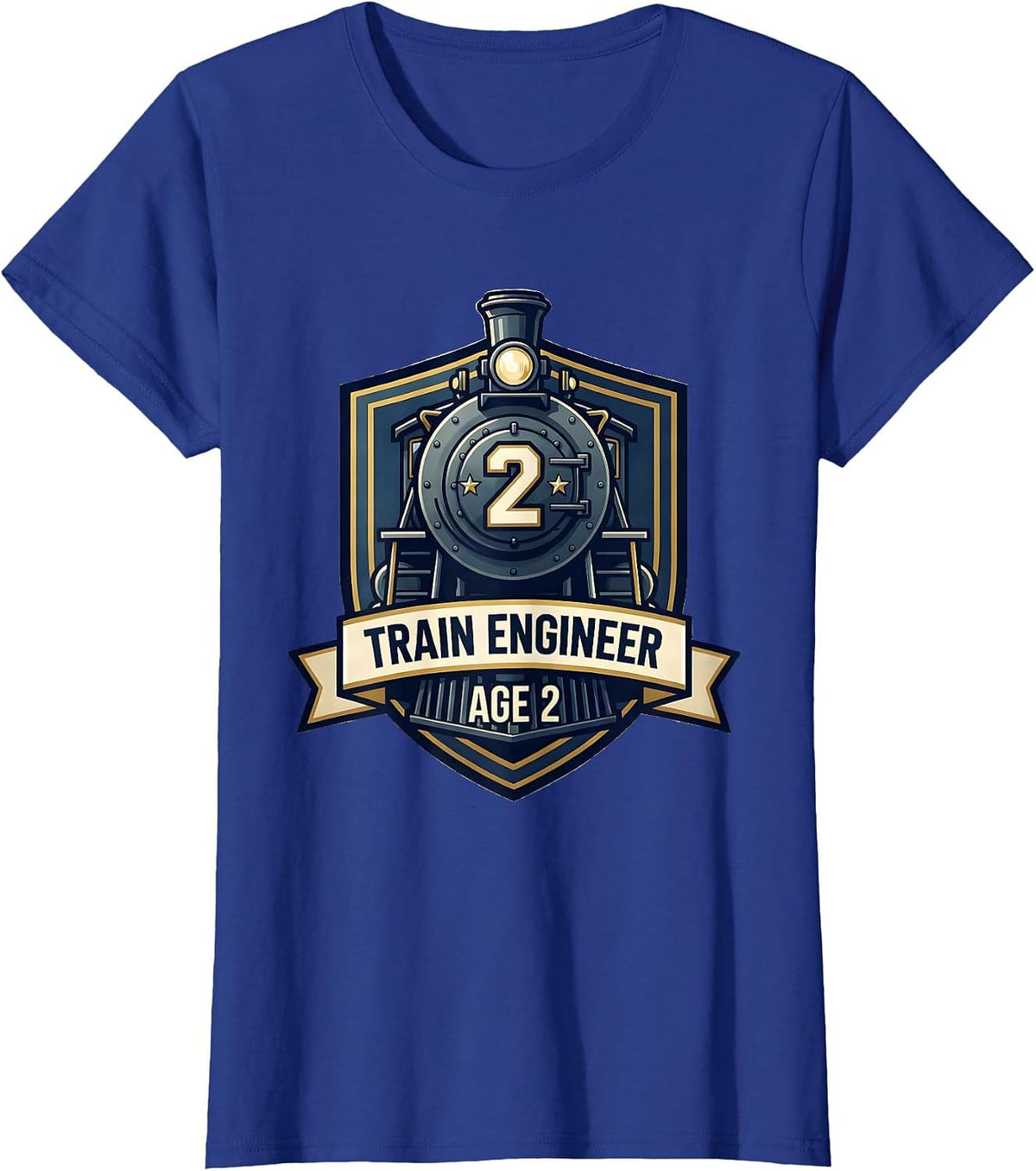 Women's Train Engineer Age 2 Toddler Birthday Train Lover Humor T-Shirt - Royal Blue