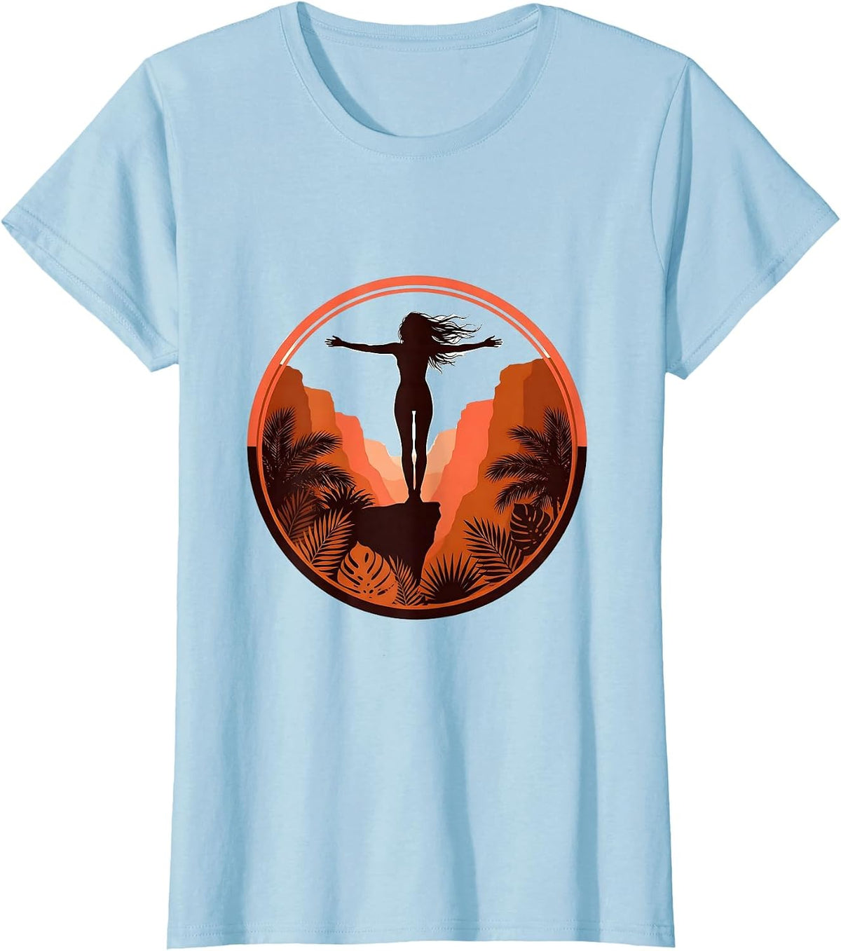 Aloha Spirit Cliff Edge Freedom Illustration T-Shirt - Baby Blue