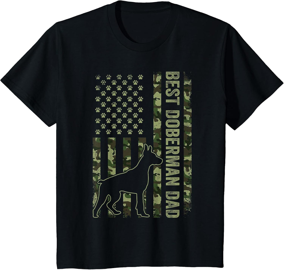 American Flag Best Doberman Dad Ever Tee Dog Dad T-Shirt - Black