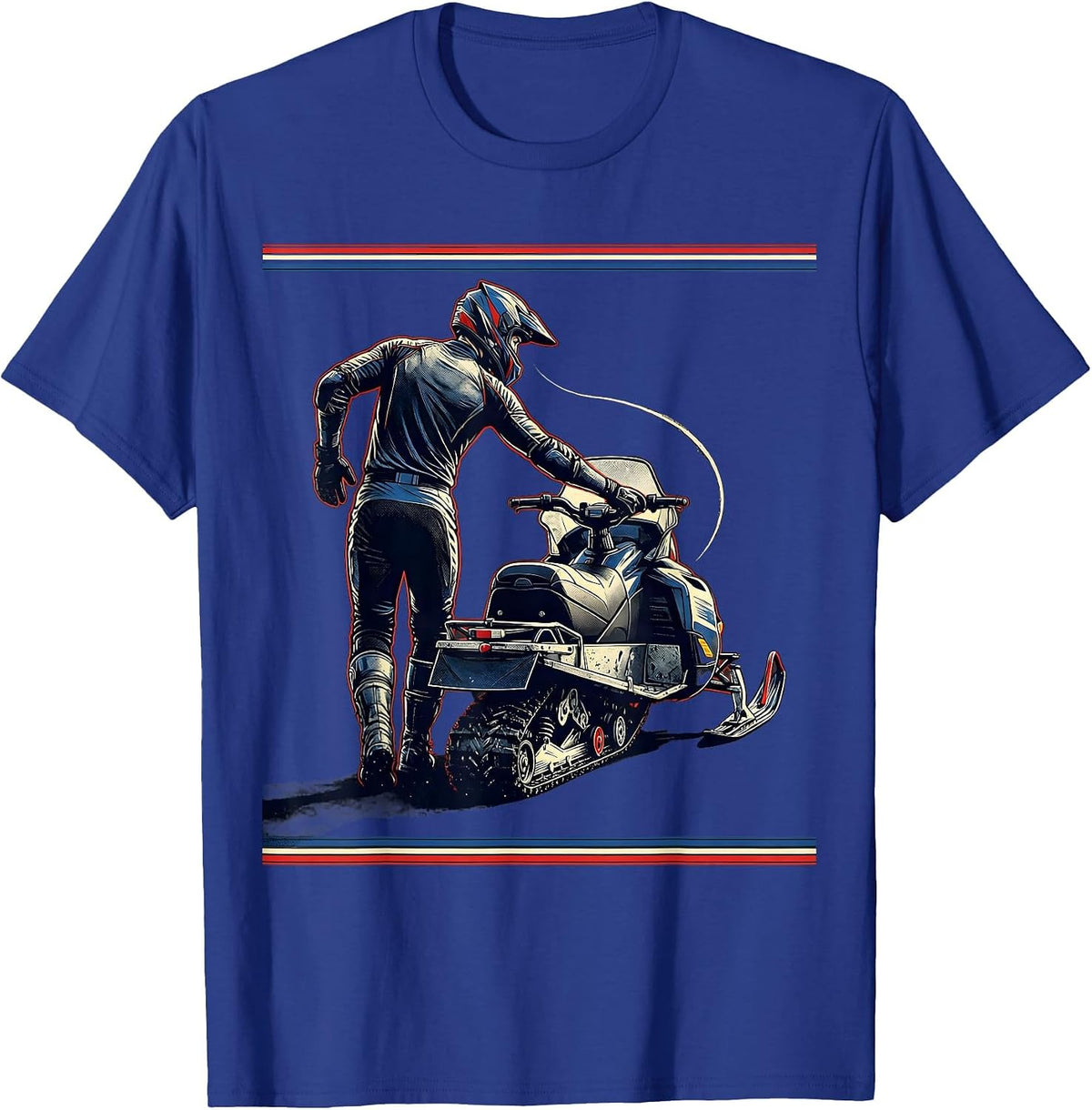 Helmeted Snowmobile Rider Sports Humor Gift T-Shirt - Royal Blue