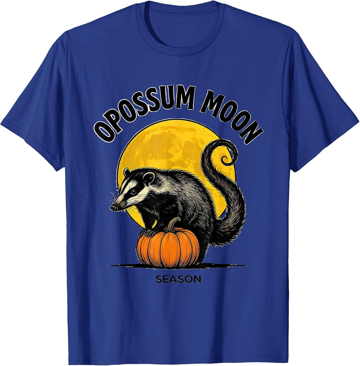 Opossum Moon Season Vintage Gothic Halloween Spooky Moon T-Shirt - Royal Blue