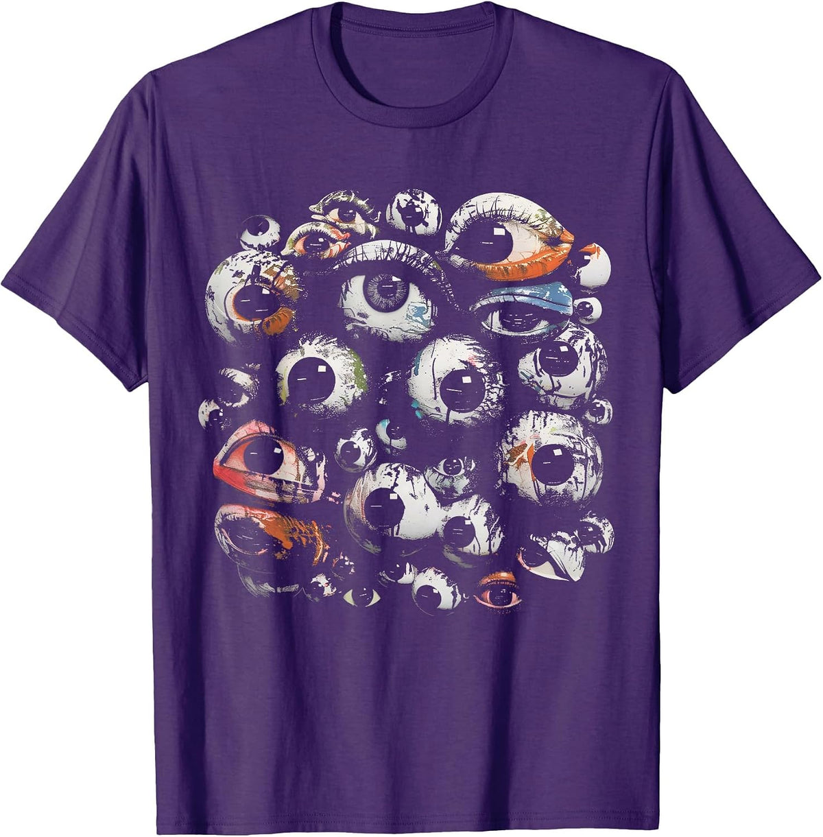 Eyes Eyeballs Weird Grunge Goth Alt Odd Strange Aesthetic T-Shirt - Purple