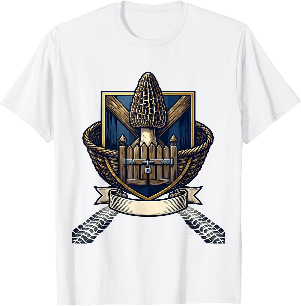 Men's Symmorphic Morel Emblem Mushroom Forager Gift T-Shirt - White