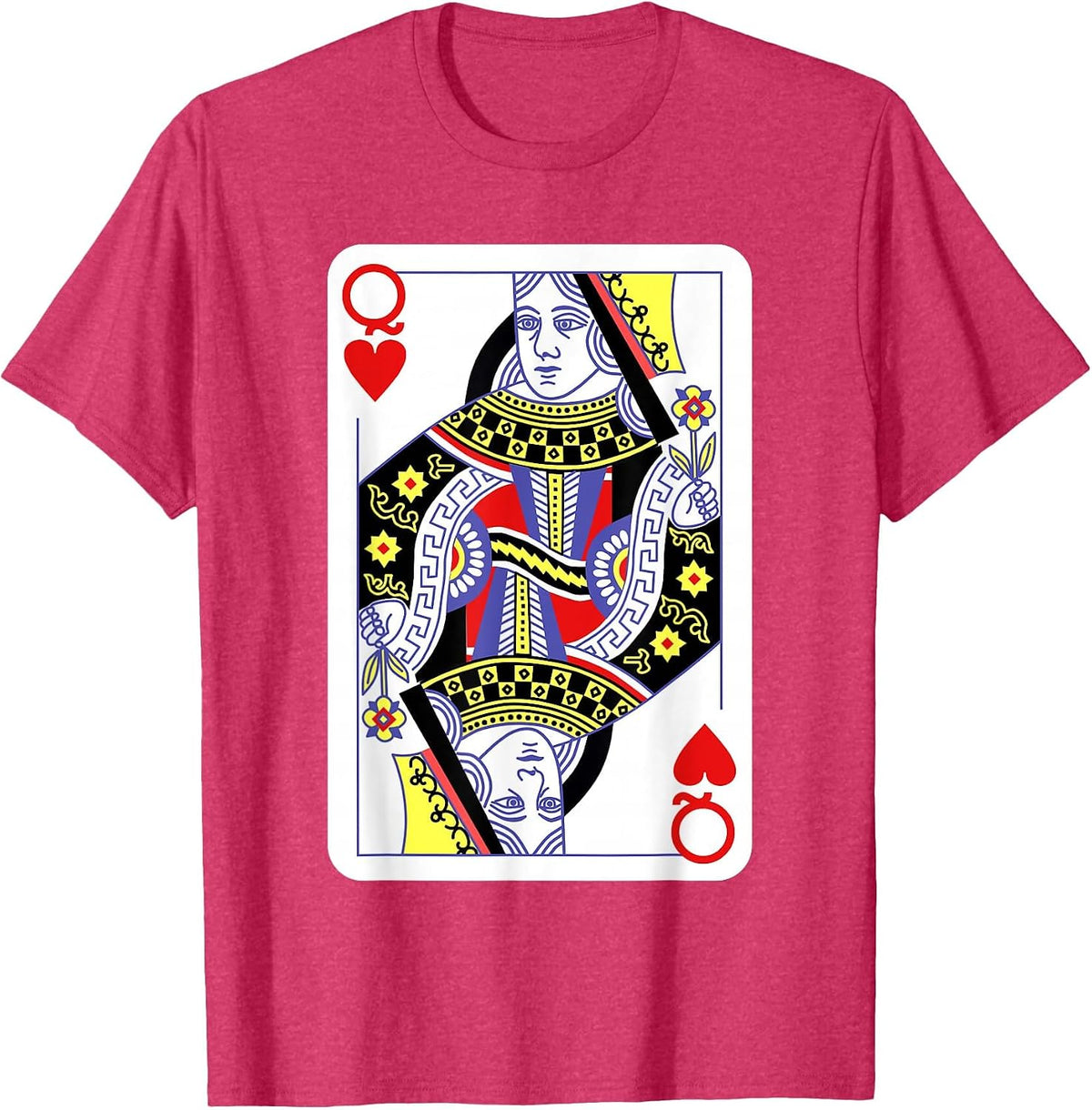Queen of Hearts Playing Cards Halloween Costume Casino Easy T-Shirt - Red Heather