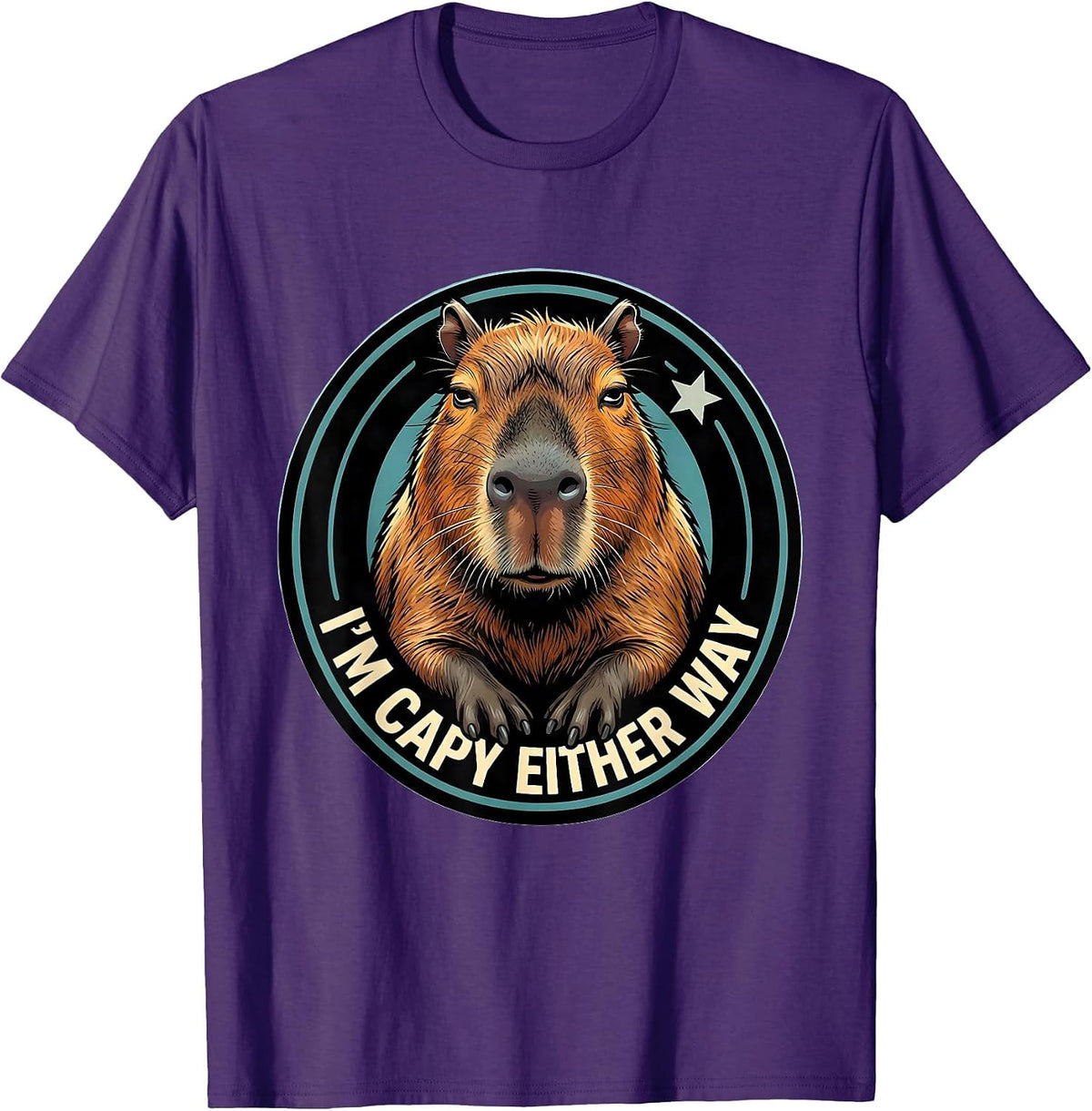 Men's I'm Capy Either Way Funny Capybara Animal Humor T-Shirt - Purple