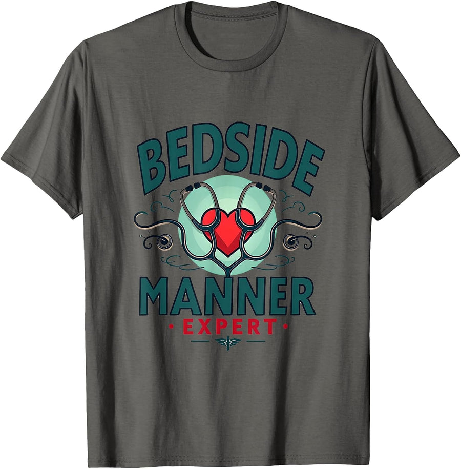 Bedside Manner Expert Nursing Design T-Shirt - Asphalt Grey