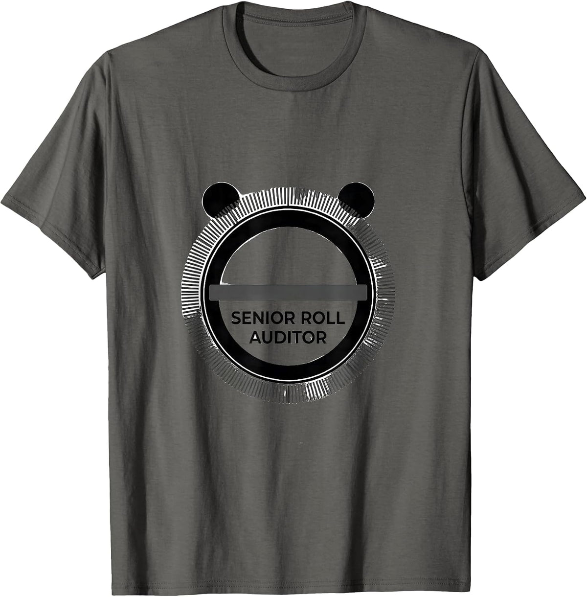 Men's Senior Roll Auditor Minimalist Panda Humor Novelty T-Shirt - Asphalt Grey