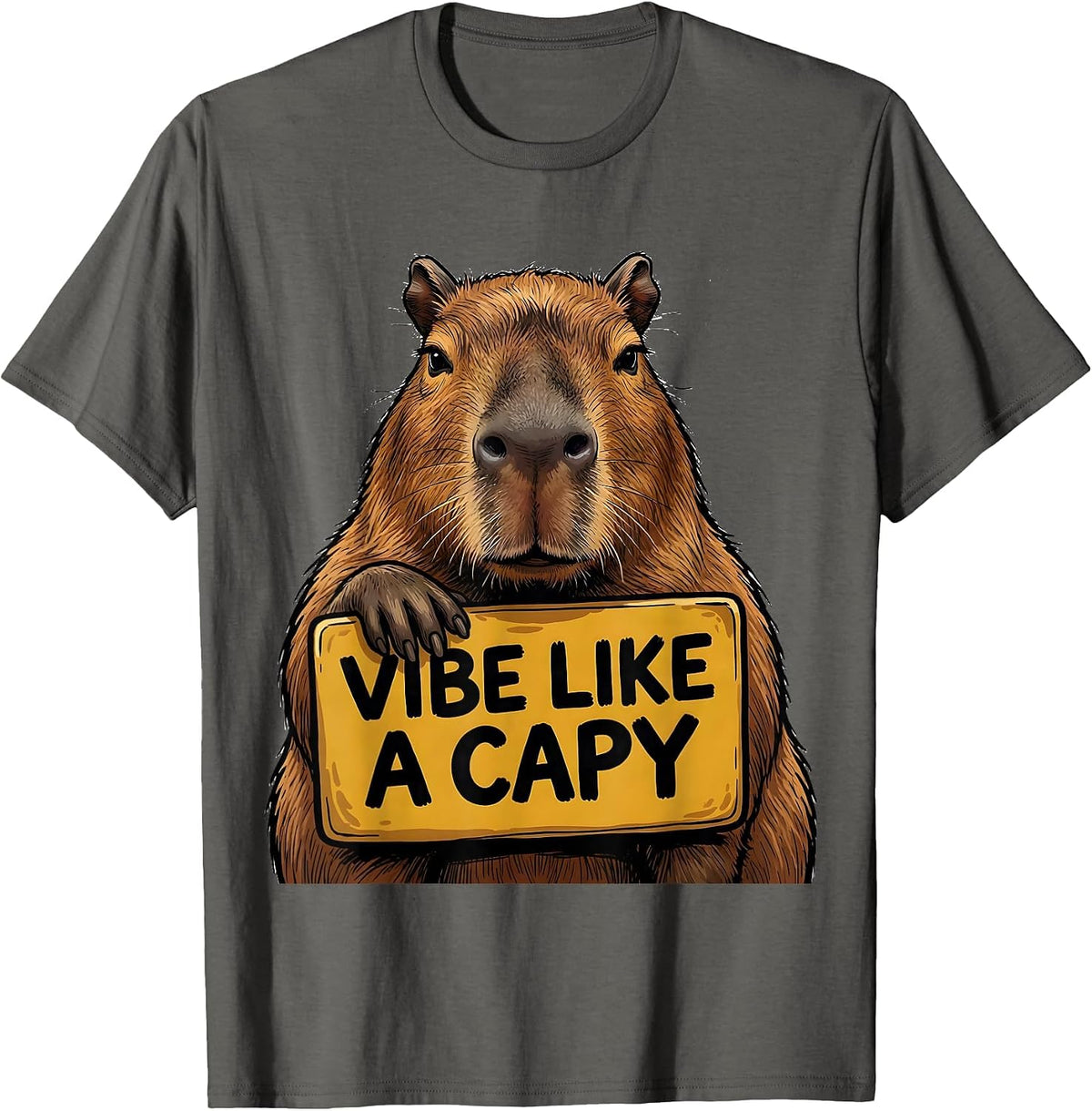 Men's Vibe Like A Capy Funny Capybara Meme Animal Humor T-Shirt - Asphalt Grey