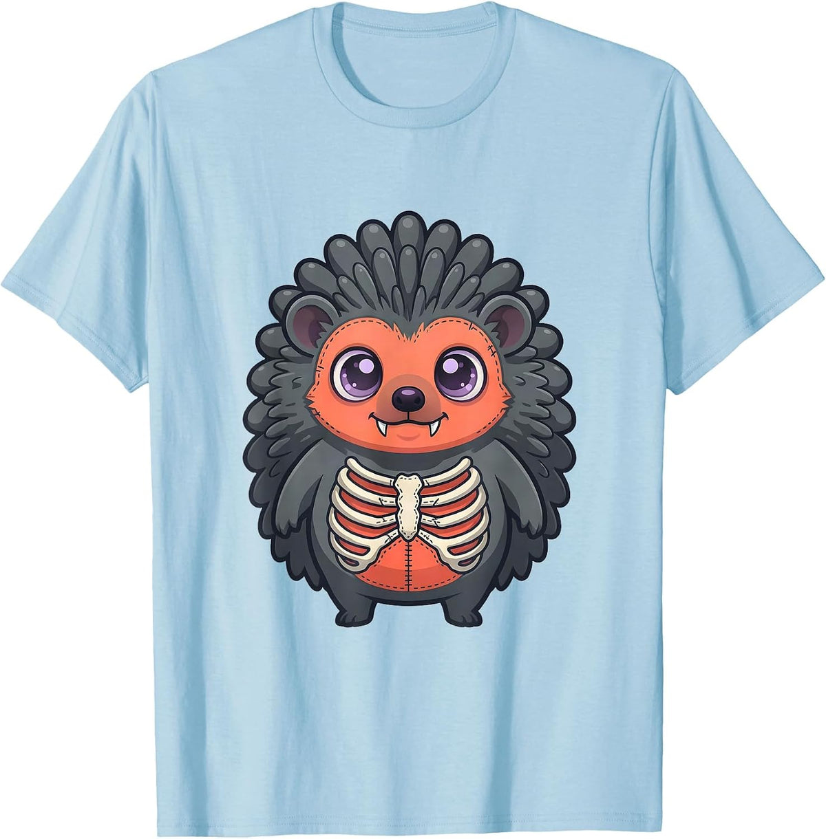 Men's Chibi Hedgehog Pastel Goth Kawaii Cute Creepy E-Girl T-Shirt - Baby Blue